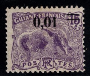 French Guiana Scott 94 MH* 1922 surcharged Anteater stamp  similar centering