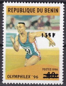 BENIN 2000 1244 135F 200 € OLYMPHILEX OLYMPIC GAMES 1996 OVERPRINT SURCHARGE MNH-
