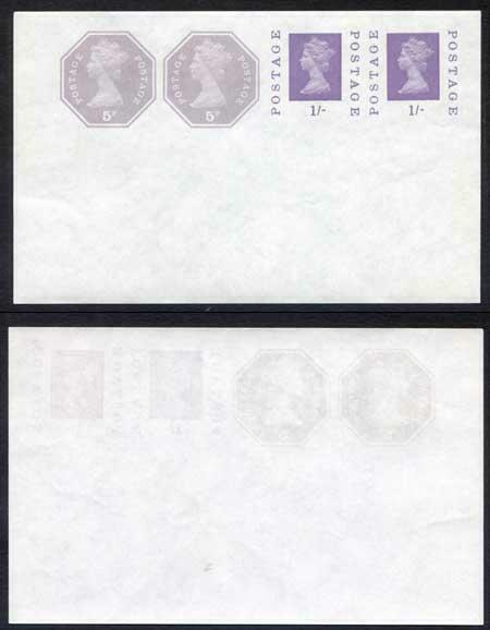 WSP130 QEII 1/- + 1/= Pale Violet + 5p +5p Violet Mint Newspaper Wrapper