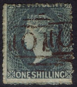 ST VINCENT 1862 QV 1/- GREY PERF 14 TO 16 USED