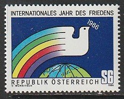 1986 Austria - Sc 1335 - MNH VF - 1 single - International Peace Year