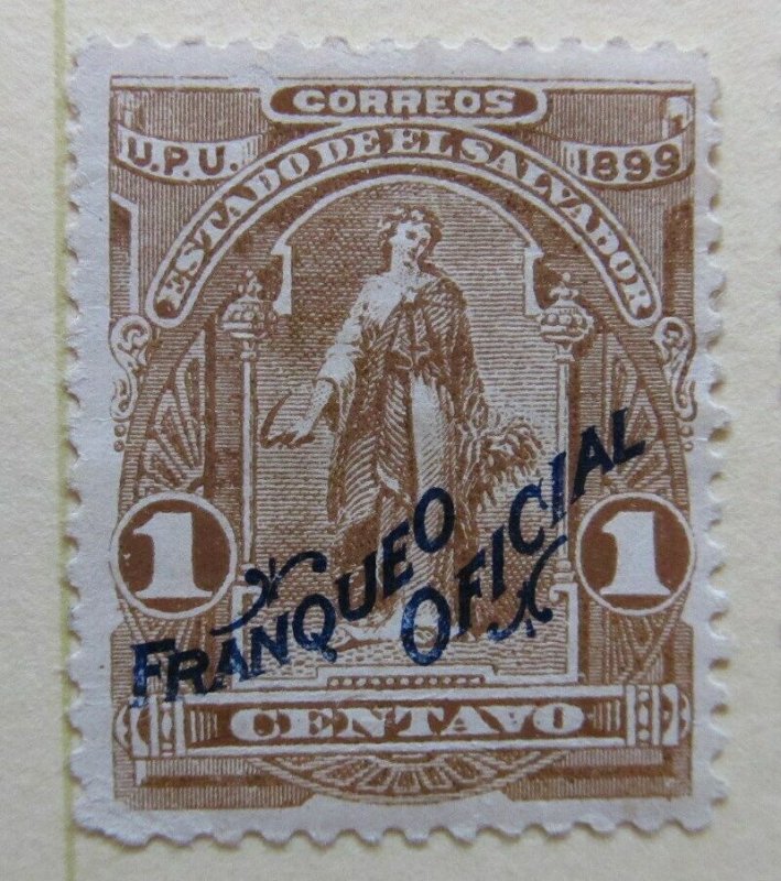 A6P38F197 Salvador Official Stamp 1899 blue optd 1c mh*