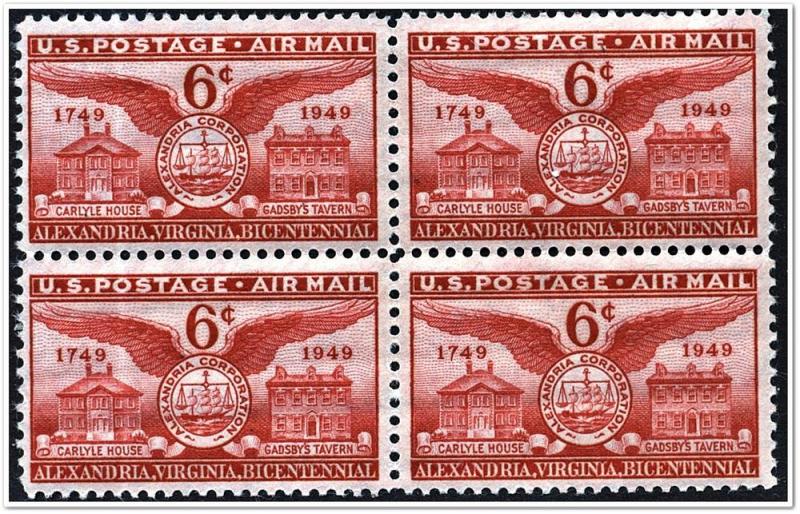 SC#C40 6¢ Alexandria Bicentennial Block of Four (1949) MNH 