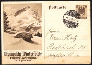 Germany 1936 Winter Olympics Games Garmisch - Partenkirchen Post Card