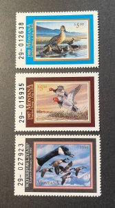*Three Mint Montana State Duck Stamps, 1986, 1987, 1988