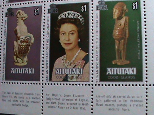 AITUTAKI -1978 -25TH ANNIVERSARY:CORONATION OF ELIZABETH II MNH MINI SHEET VF