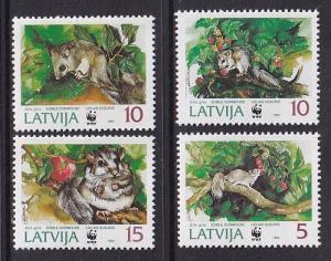 Latvia   #381-384   MNH  1994  world wildlife fund