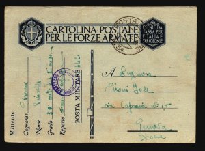 Libya 1941 Bengazi APO Card to Genova - Z17694