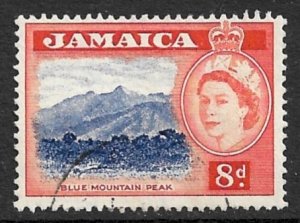 JAMAICA 1956 QE2 8d Blue Mountain Pictorial Scott No. 167 VFU