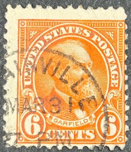USA SC# 558, 1922-25, 6c James A. .Garfield, Flat Plate Printing, Used, VG