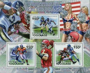 American Football Stamp Sport Cheerleader Field Souvenir Sheet MNH #4361-4363