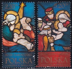 Poland 2014 Sc 4152-3 Christmas Stained Glass Windows Religious Stamp Used