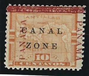 Canal Zone Scott #13 Mint 10c Overprints Partial 3rd PANAMA 2021 CV $17.00+