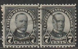 U.S. 639, 7¢ MCKINLEY, USED HORIZONTAL PAIR. F-VF. (942)