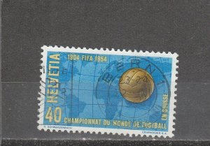 Switzerland  Scott#  350  Used  (1954 Football and Map)