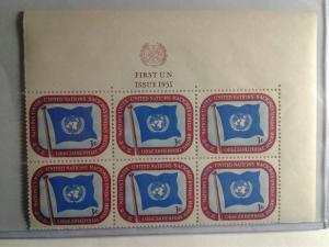 UN CLOSEOUT SCOTT # 4 PLATE BLOCK OF 6 MINT NEVER HINGED FIRST ISSUE 1951 GEM