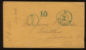 Confederate Norfolk VA Blue 'PAID 10' Stampless Cover CSA CV $300 LV6408