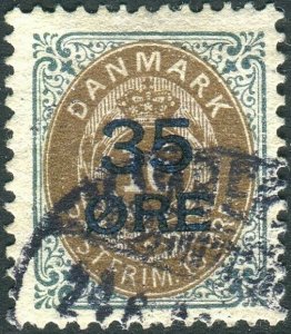 DENMARK- 1912 35 on 16 Ore Brown & Slate Perf 12½ Sg 131 FINE USED  V36666