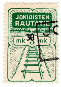 (I.B) Finland Railways : Parcel Stamp 30m on 3m OP (Jokkis)