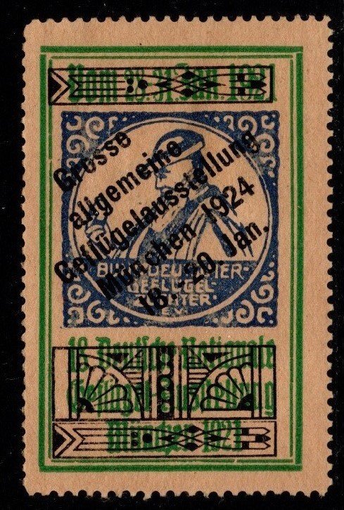 1924 German Cinderella Large General Poultry Exhibition Munich Unused No Gum