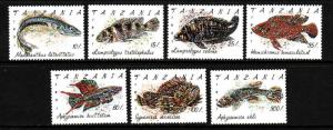 Tanzania-Sc#816-22-unused NH set-Fish-1992-