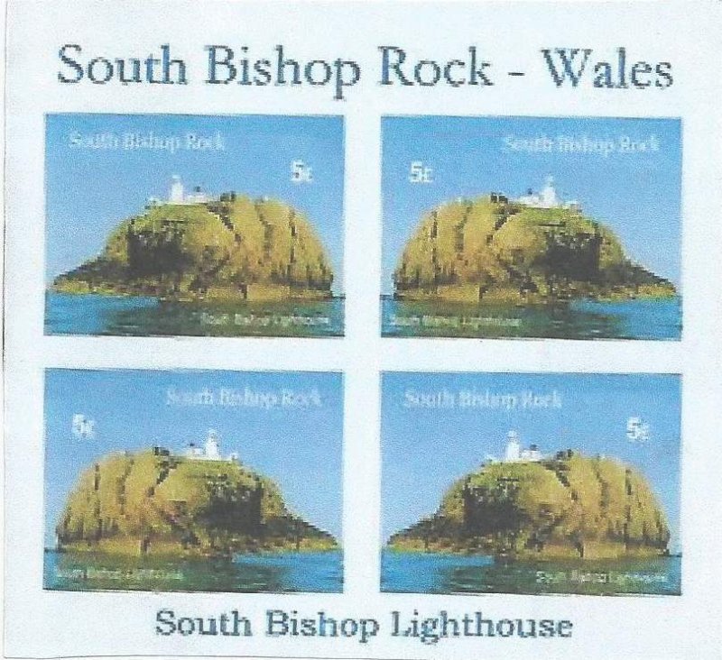 SOUTH BISHOP ROCK - Lighthouse Views - Imperf 4v Sheet - M N H -Private Issue