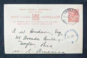 1917 Cape Town South Africa Censorship Postal Stationary Cover to Dayton Ohio