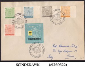 SWEDEN - 1955 STAMP EXHIBITION STOCKHOLMIA 55 COVER WITH SPECIAL CANCL.