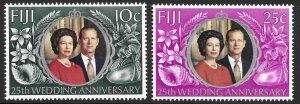 Fiji Scott 328-329 MNH QEII 25th Wedding Anniversary Set of 1972