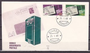 Italy, Scott cat. 965, 967. Postal Zones Numbers issue. First day cover.
