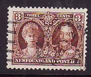 Newfoundland-Sc#147- id6-used 3c KGV & Queen Mary-1928-