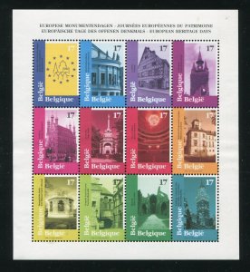 Belgium 1701 European Heritage Sheet of 12 Stamps MNH 1998