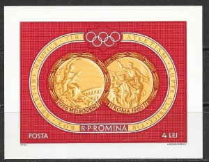 ROMANIA Sc 1457(NOTE) NH SOUVENIR SHEET OF 1961 - OLYMPICS -(CT5)