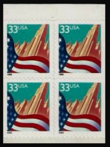 MALACK 3278a, 33c Flag and City,  Booklet Pane of 4,..MORE.. bp3278a