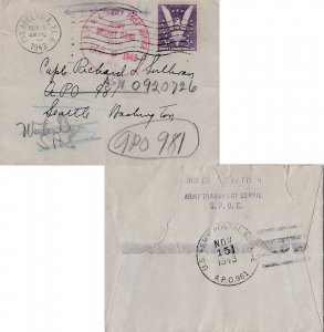 United States A.P.O.'s 3c Win the War 1943 Philadelphia, Pa. to A.P.O. 981 Ju...