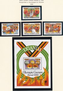 Uganda # 651-654, 655, Seoul Olympic Winners Overprint, Mint NH, 1/2 Cat.