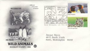 1992, Wild Animals-White Bengal Tiger, King Penguins, Artcraft, FDC (D7860)