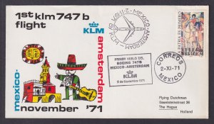 Mexico 1971 Air Mail cover to Nethterlands First Flight 747B Mexico-Amsterdam