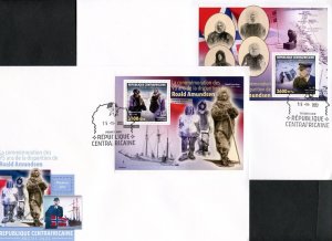 CENTRAL AFRICA 2023 95th MEMORIAL ANNIVERSARY OF ROALD AMUNDSEN S/S SET FDC