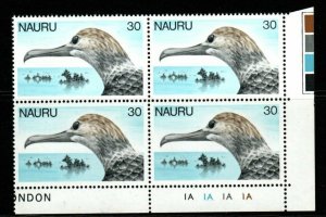 NAURU SG184 1978 30c DEFINITIVE PLATE BLOCK OF 4 MNH