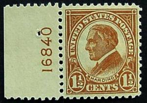 USA, Scott 553 Plate # Single, Mint