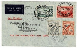 Australia 1938 first flight cover Sydney to New Guinea