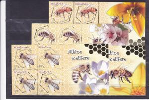 2010 Romania STAMPS Bees MNH sheets honey nature horticulture BLOCKS