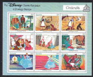 GRENADA -Disney CLASSIC FAIRYTALES CINDERELLA-VF NH 9 Stamps