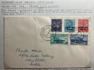 1955 French India International Commission  Cambodia FPO 742 Cover To New Delhi