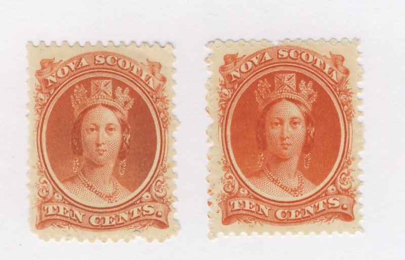 2c Nova Scotia 10c Stamps #12 & #12a Both VF MH Guide Value= $40.00