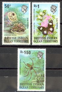 British Indian Ocean Territory Sc# 54-56 MNH 1973 Fauna
