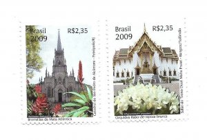 BRAZIL 2009 DIPLOMATIC RELATIONS WITH THAILAND OLD BUILDING PALACES SET MINT NH