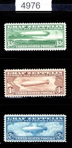 MOMEN: US STAMPS # C13-C15 MINT OG NH GRAF ZEPPELIN SET $1,675 LOT #J 4976