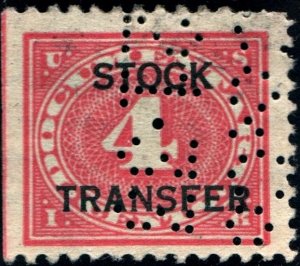 RD3 4¢ Stock Transfer Stamp: Double Transfer (1918) Perfin